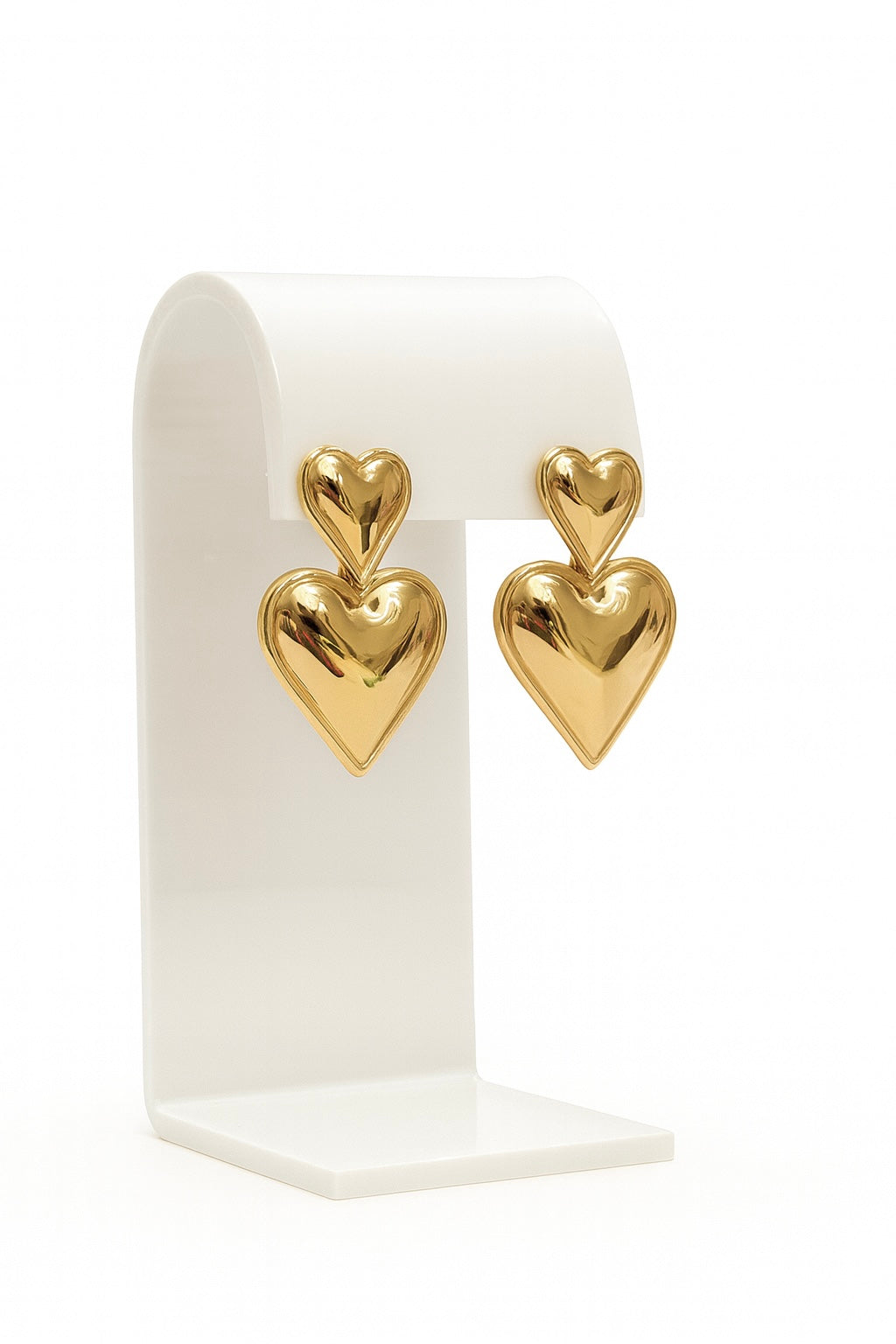 Double Heart Drop Earrings