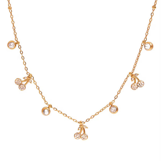 Dainty Cherry Charms Necklace