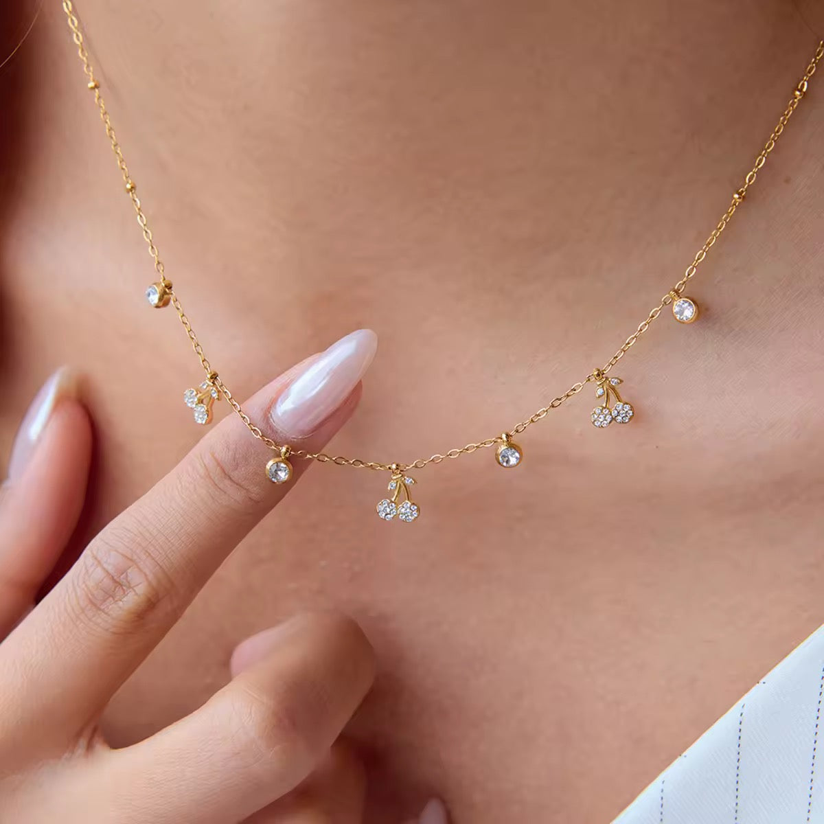 Dainty Cherry Charms Necklace