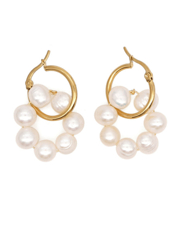 Pearl Flower Hoops