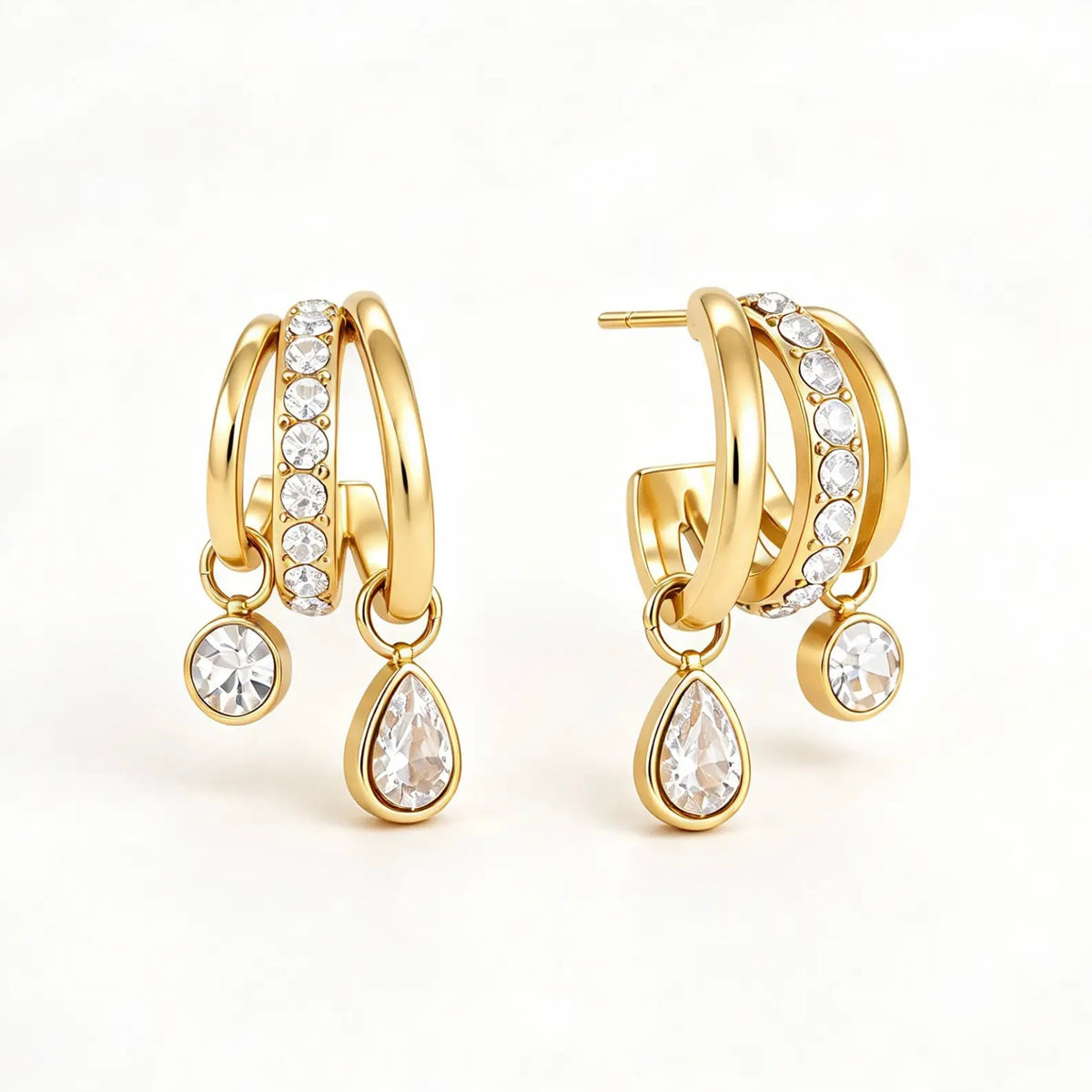 Triple stack CZ earrings