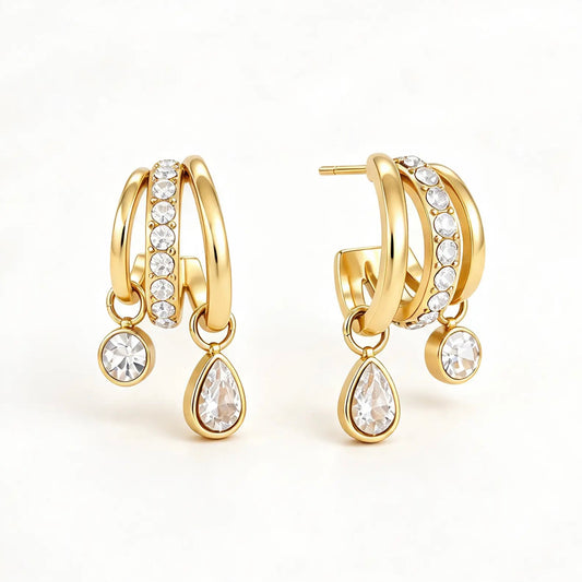 Triple stack CZ earrings