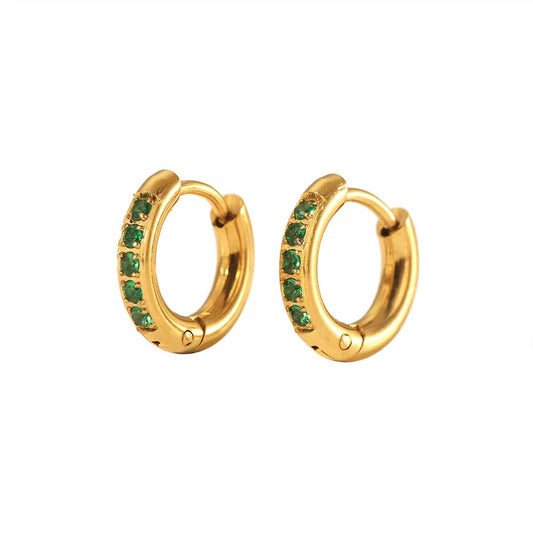 Green Everyday CZ Huggie