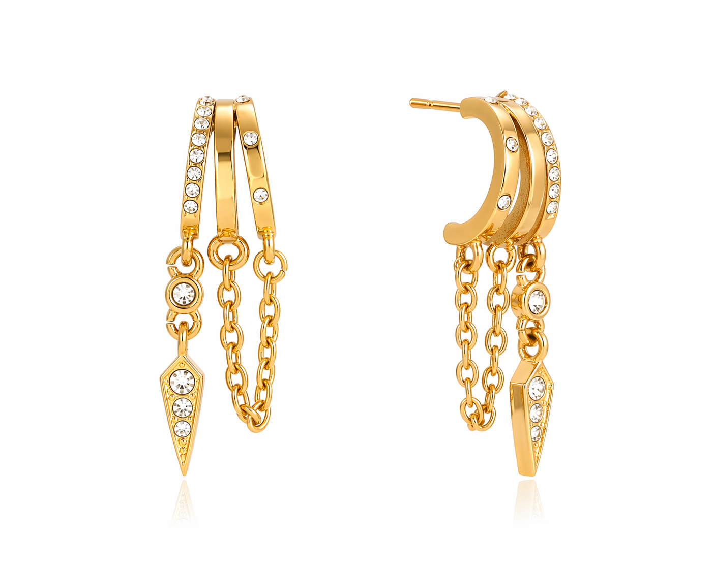 Stacked Chain Charm Earrings