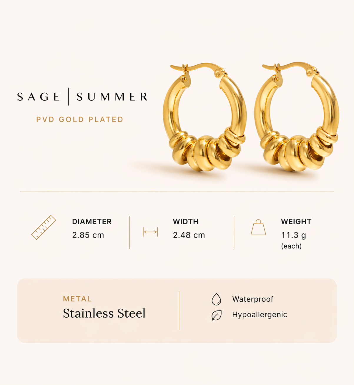 Beaded Detail Hoops