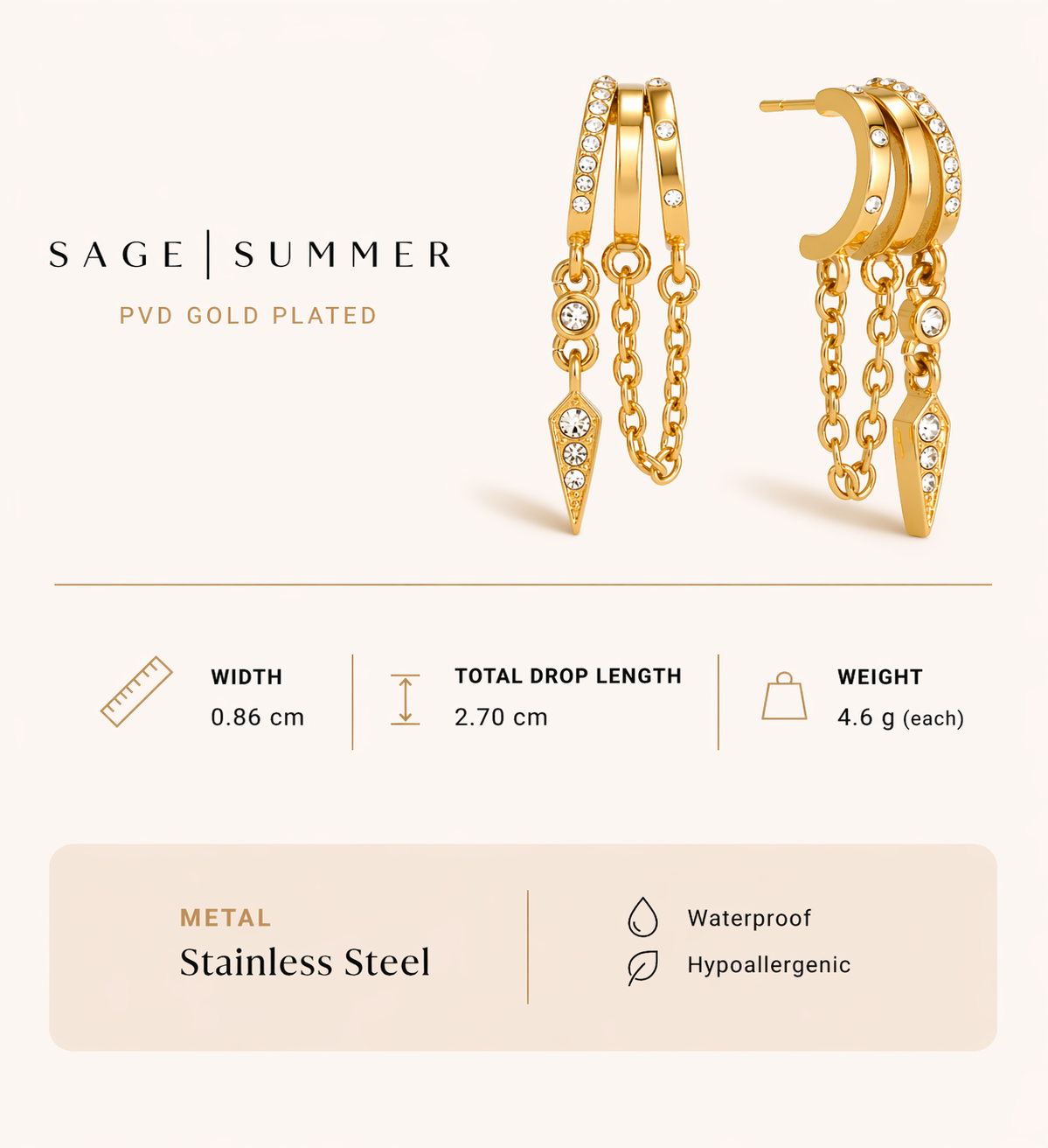 Stacked Chain Charm Earrings