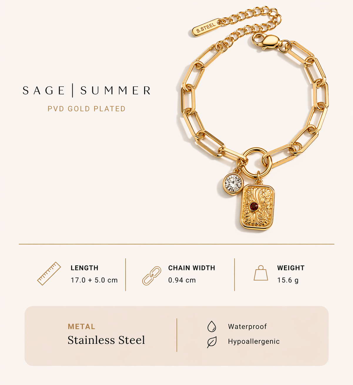 Ruby Charm Bracelet