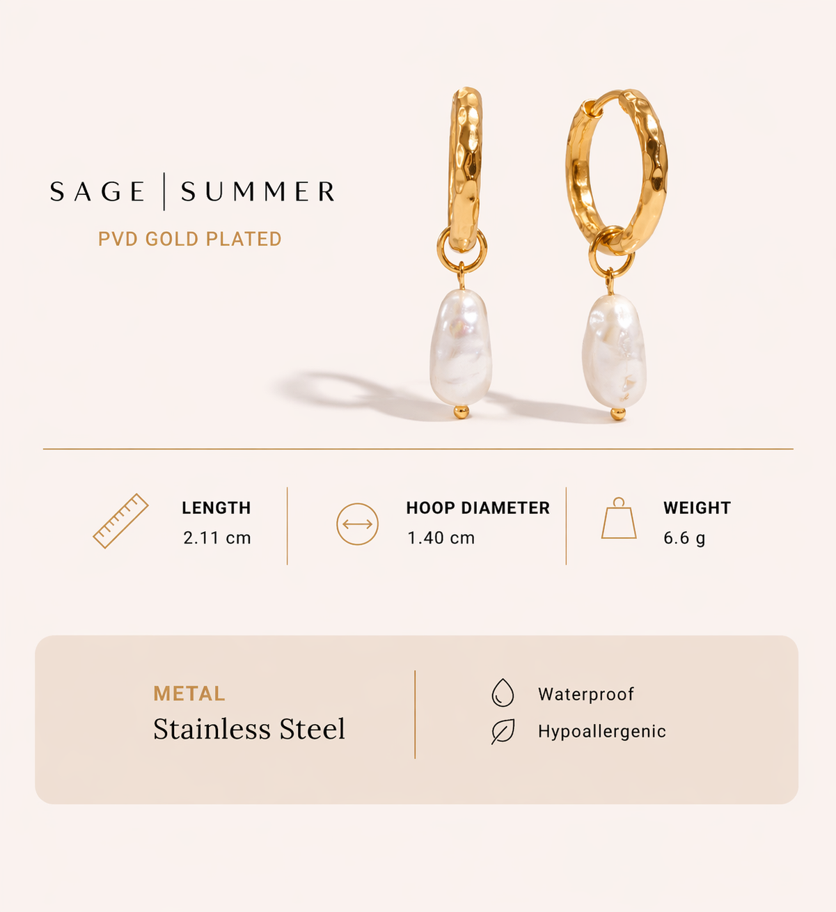Pearl Drop Hoops