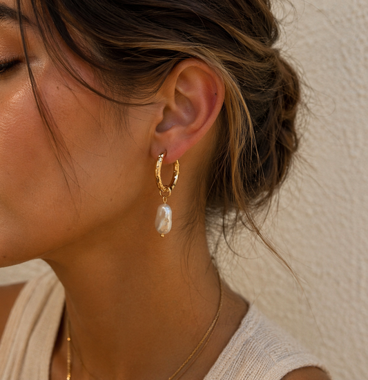 Pearl Drop Hoops
