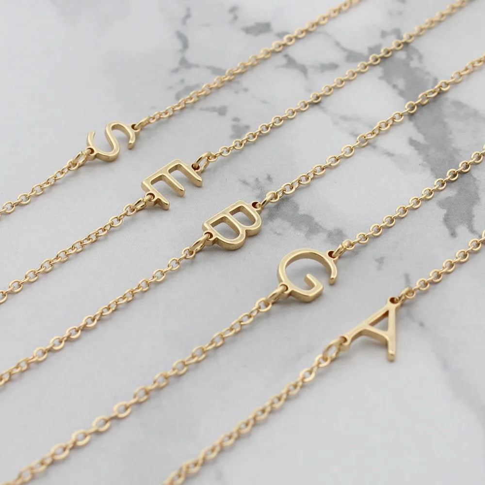Sideways Personalized Initial Necklace