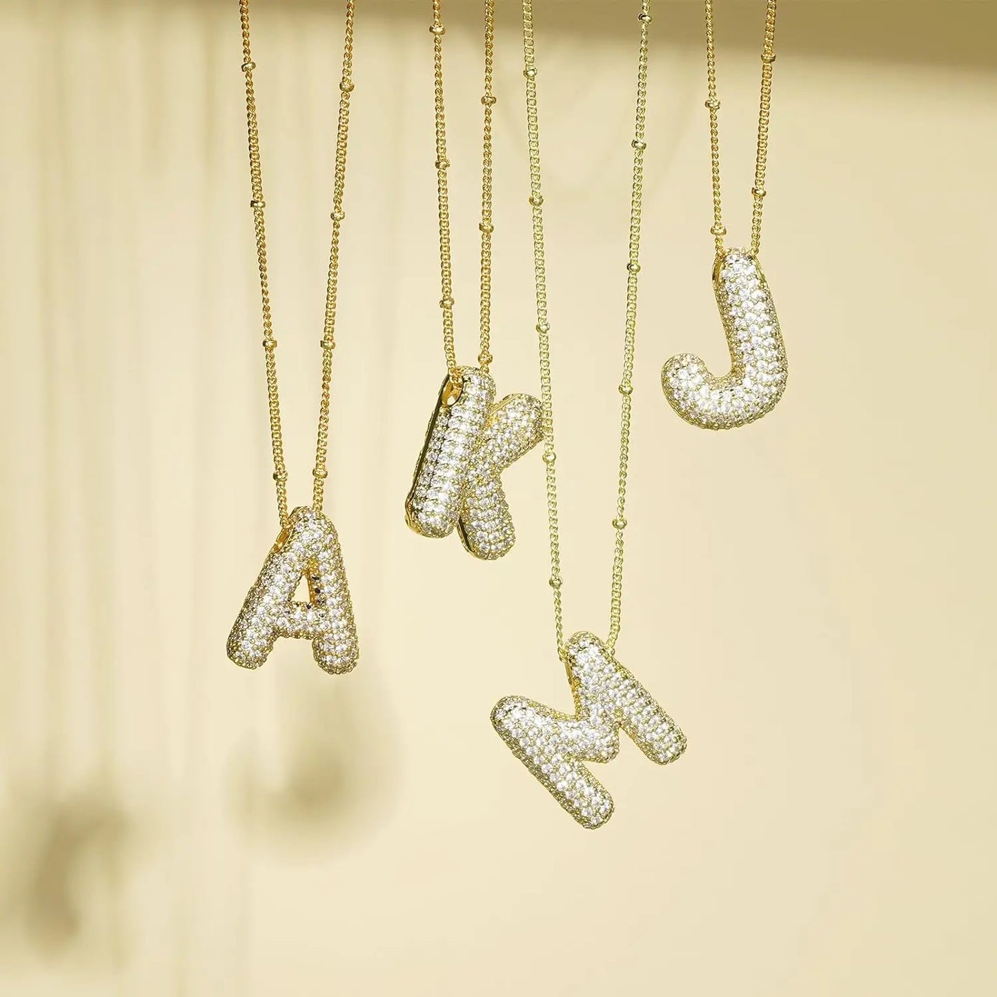 Chunky CZ Balloon Letter Necklace