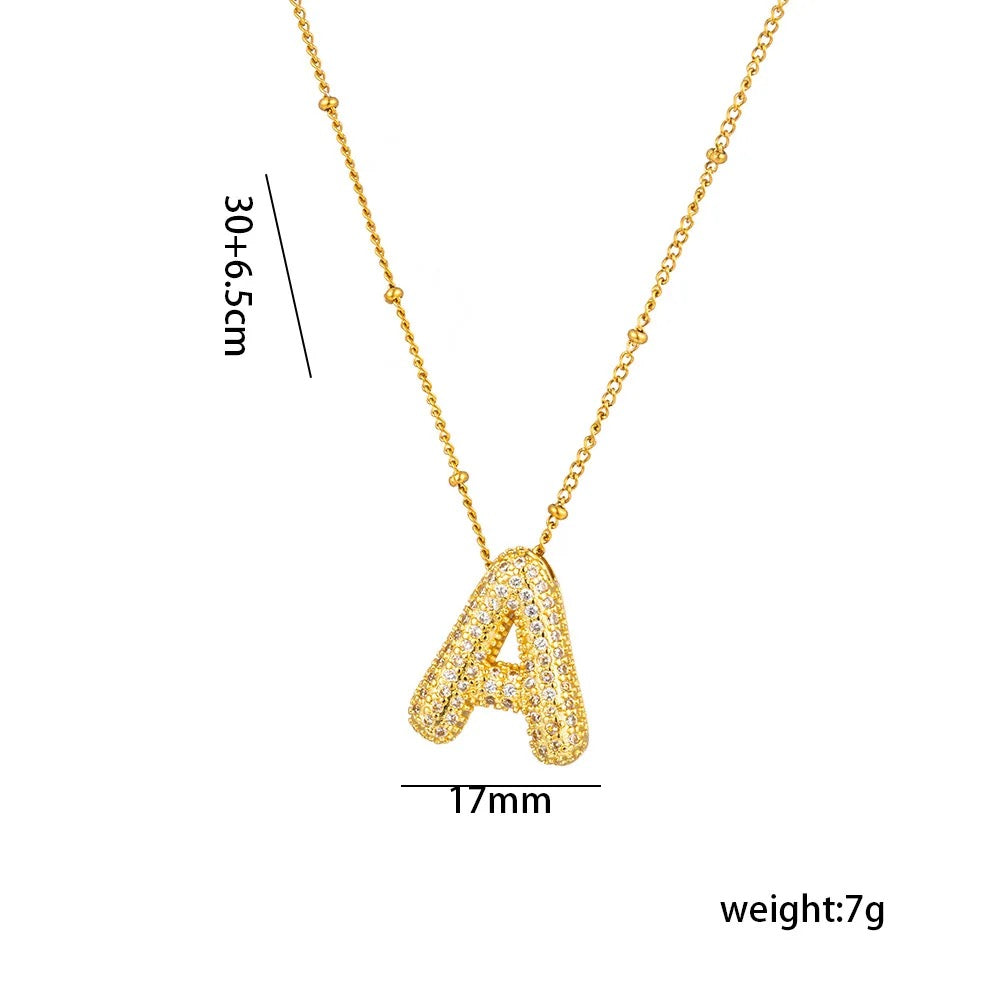 Chunky CZ Balloon Letter Necklace