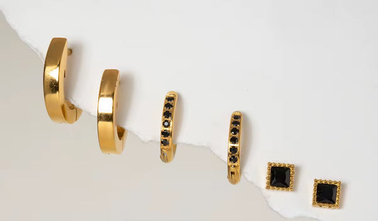Black CZ Ear Stack Set