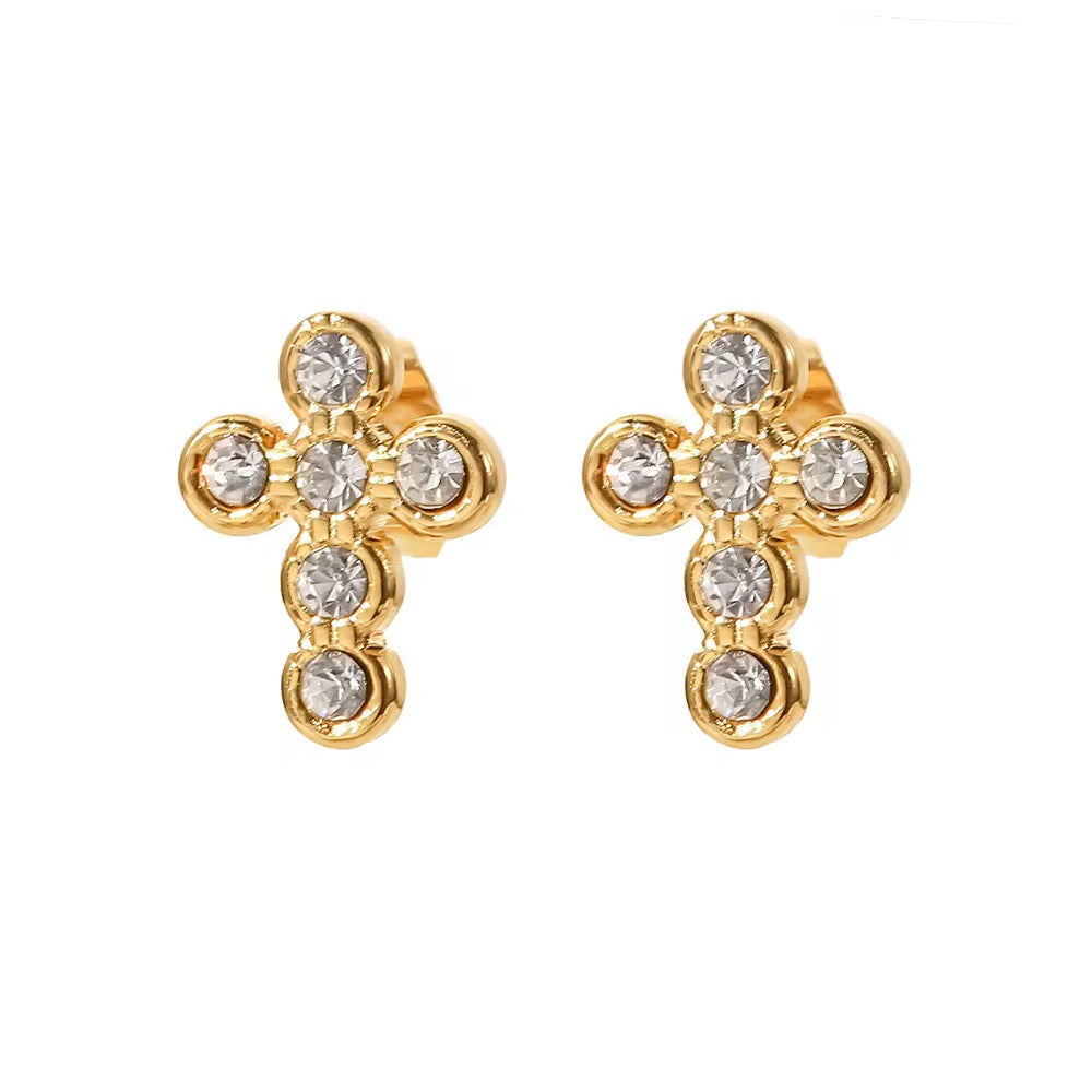 CZ Cross Studs